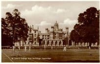 St Johns College Cambridge Tennis Courts Antique Postcard