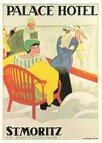 St Moritz Palace Hotel Switzerland Restaurant Advertising Postcard
