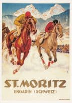 St Moritz Swiss Horse Race Racing Engadin Switzerland Poster Postcard
