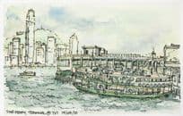 Star Ferry Terminal Harbour Hong Kong Stunning 2010 Painting Postcard