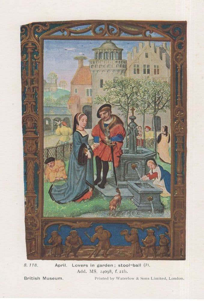 StoolBall Middle Ages Cricket Medieval Calendar Old British Museum PB