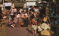 Street Hawkers Kowloon Hong Kong Nr China Vintage Postcard
