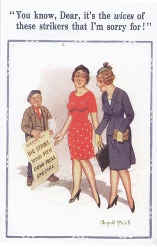 Strikers Strikes Newspaper Man Vendor Donald McGill Banned Comic Humour Postcard