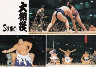 Sumo Wrestler Wrestling Yakozuna No Dohyoiri Japan Japanese Fight Postcard
