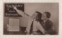 Sunday Is Your Birthday Son Blackboard Real Photo Greetings Postcard