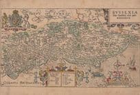 Sussex Map incl Latin Antique Postcard