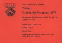 Sussex University Graduation Ceremony 1979 Ticket