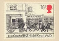 Swan With Two Necks Pub Bath Medieval Mail Coach Art Postcard