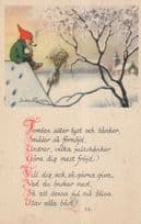 Swedish Pipe Smoking Gnome Antique Postcard