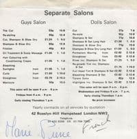 Sweeney Todd Hairdressers Hampstead London Price Guide Signed
