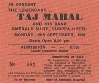Taj Mahal Europa Hotel Belfast 1988 Irish Live Concert Ticket