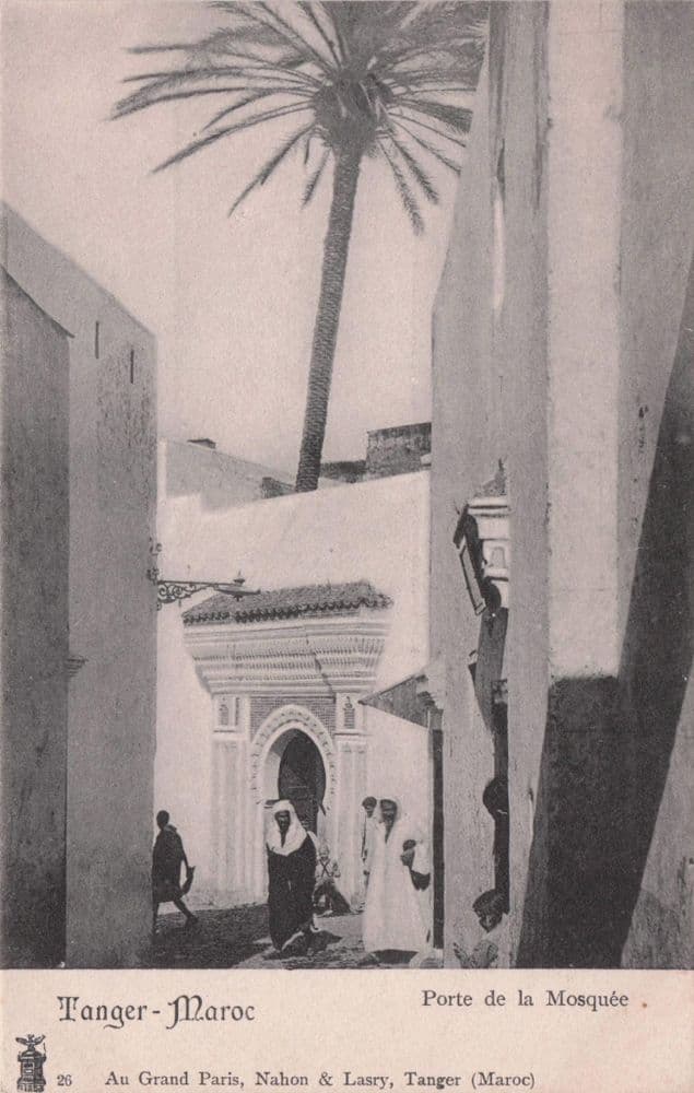 Tanger Maroc Mosquee Porte Entrance With Palm Tree Old Postcard
