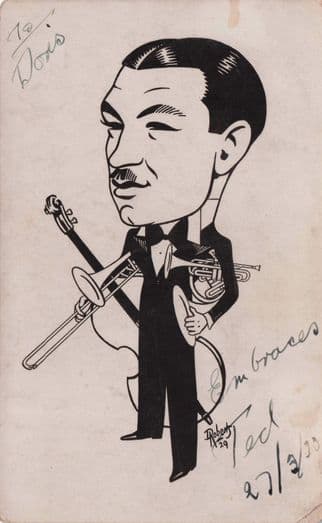 Ted Jazz Big Band Birmingham Caricature Hand Signed Autograph