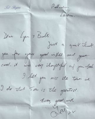 Ted Rogers of 3-2-1 Hand Signed 1960s London Palladium Letter