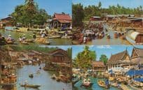 Thailand Floating Market 4x Postcard Bundle