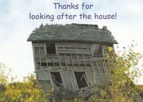 Thank You For Looking After My The House Disaster Comic Humour RPC Postcard