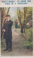 Thats Maria Singing Badly Calling Name Song Card Antique Comic Humour Postcard