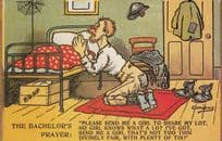 The Bachelors Prayer Praying For Sexy Girl Comic Humour Postcard