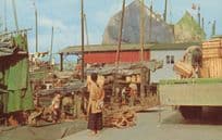 The Bund Fruit Anta Junks Kowloon Harbour Hong Kong Postcard