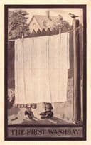 The First Washday Antique Making Love Behind A Sheet Comic Postcard