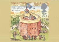 The Globe Theatre 1599 Southwark London Shakespeare RMPQ Stamp Postcard