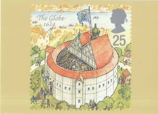 The Globe Theatre 1614 Southwark London Shakespeare RMPQ Stamp Rare Postcard