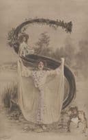 The Letter S Glamour Lady by British Bulldog Antique Postcard