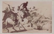 The Lion Hunt Vernet Animal Hunting Antique Wallace Collection RPC Postcard