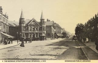 The Mermaid Pub Stratford Road Sparkhill Birmingham in 1910 Real Photo Postcard