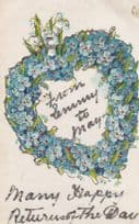 The Name MAY Greetings REAL GLITTER ANTIQUE Postcard