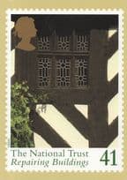 The National Trust Repairing Buildings RMPQ Rare Stamp Postcard