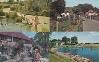 The Old Smithy Bicycle Wheel Ducks Tea Gardens Canoe 4x Godshill 1970s IOW Postcard s