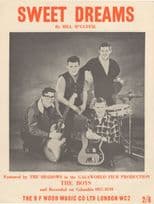 The Shadows Sweet Dreams RARE UK 1962 EX Sheet Music