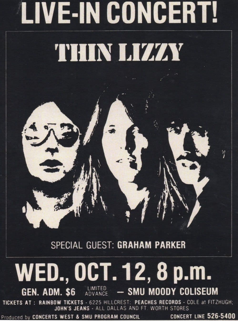 Thin Lizzy Graham Parker & The Rumour Live Poster Postcard
