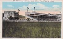 Tijuana Race Track Club House Grand Stand Mexico Old Postcard