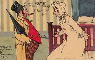 Tom Browne Greenwich London Fair Fete Old Comic Antique Postcard