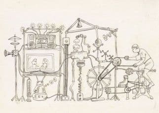 Too Much TV Television Makes You Fat Obese Comic Exercise Machine Postcard