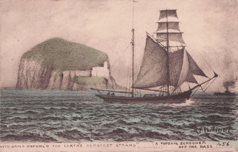 Topsail Schooner Off The Bass WW1 Berwick Antique Scottish Phillimore ...