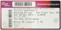 Torville & Dean Dancing On Ice Birmingham 2014 Skating Unused Theatre Ticket