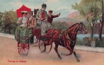 Touring In Ireland Dublin Transport Irish Old Postcard