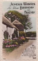 Toy Fishing Rod Antique Happy Birthday Postcard