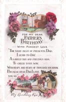 Toy Train For Fathers Birthday Antique Greetings Postcard