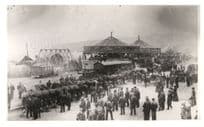 Train Horse Rides Crowds Fair Opening Fairground Society PB Postcard Photo