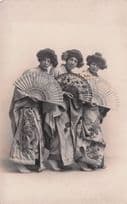 Transvestite As Three Little Maids Mikado Antique LGBT Theatre Postcard