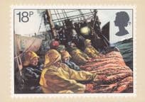 Trawling Fishing Hauling Boat Ship Painting Royal Mail Ltd Postcard