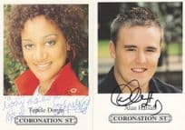 Tupele Dorgu Alan Halsall 2x Coronation Street Hand Signed Photo s
