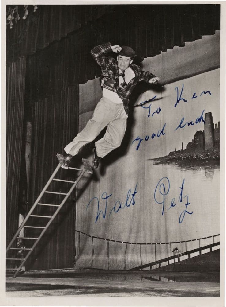 Unidentified Antique Stuntman Ladder 1940s Actor 8x6 Hand Signed Photo