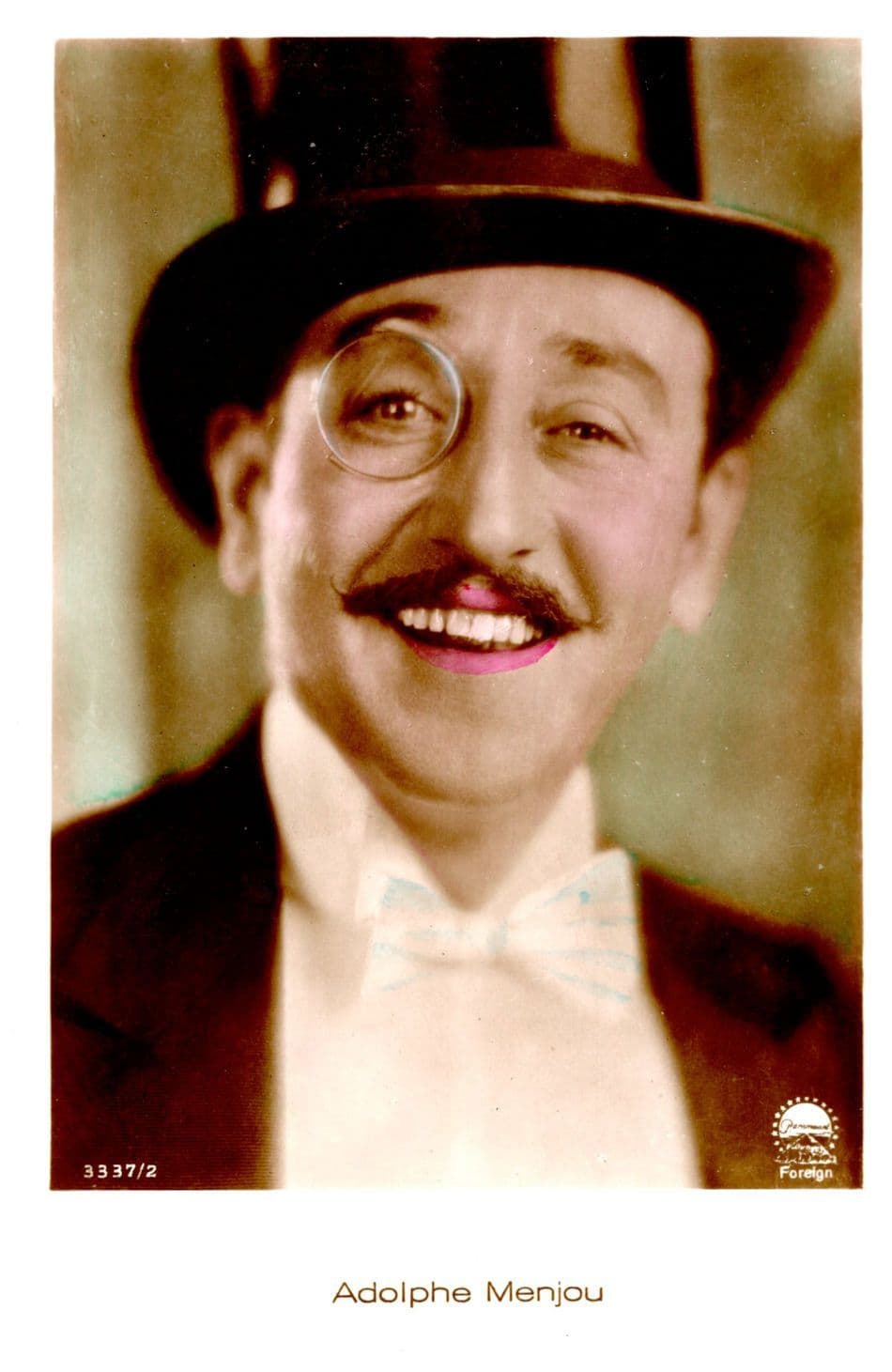 UNUSED Adolphe Menjou Movie Film Actor Hand Coloured Tinted Real Photo ...
