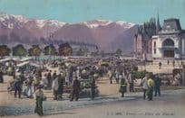 Vavey Market Place De Marche Antique Switzerland Postcard