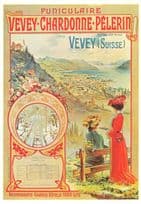 Vevey Chardonne Pelerin Suisse Railway Switzerland Restaurant Hotel Advertising Postcard